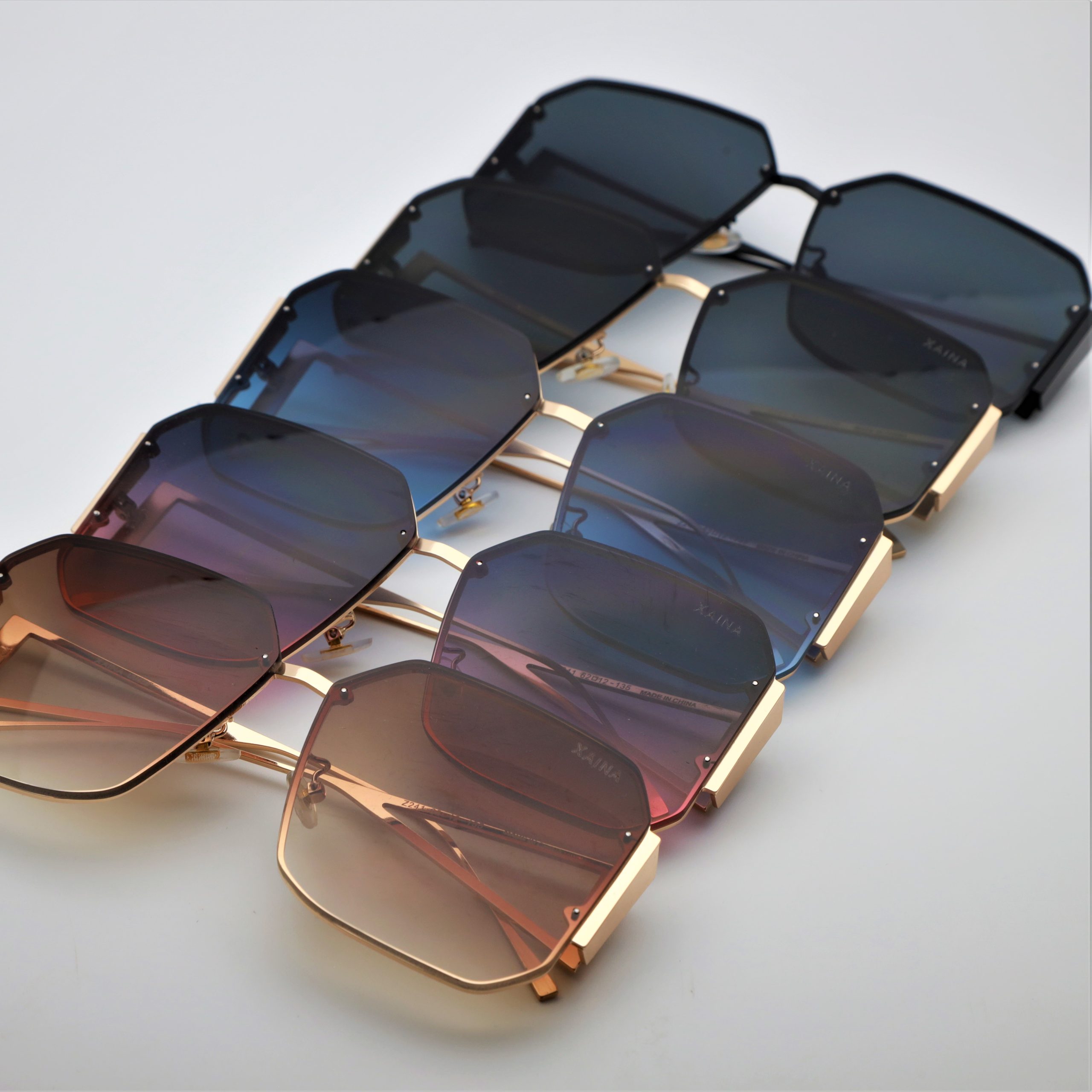 Metal Rimless Square Large Lens High Quality Women's Sunglasses