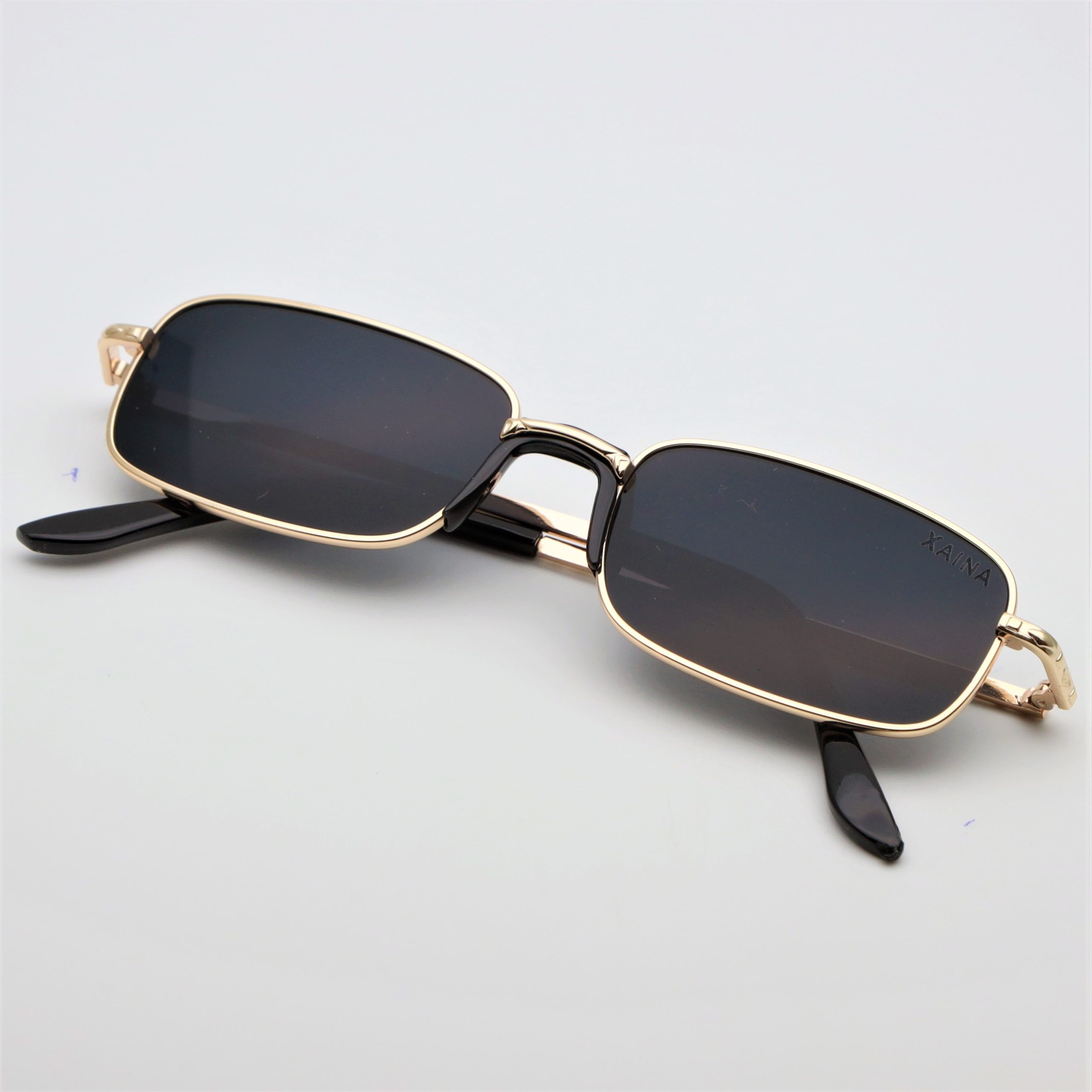 Rectangle Gold Frame Sunglasses with Green Lenses – Glasses India Online